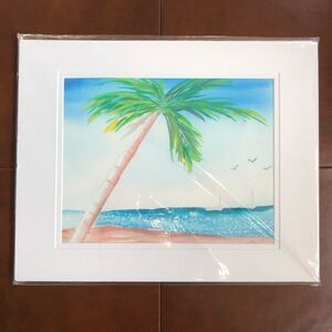 Palm on Sparkling Water Matted Unframed Picture